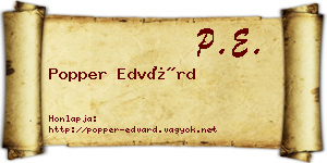 Popper Edvárd névjegykártya